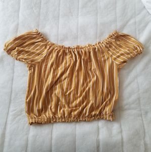American eagle pin striped yellow babydoll tee